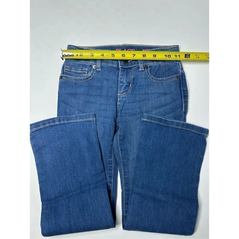 NWT THE CHILDREN'S PLACE Indigo Stone Blue Bootcut Jeans Sz 6 Adjustable Waist